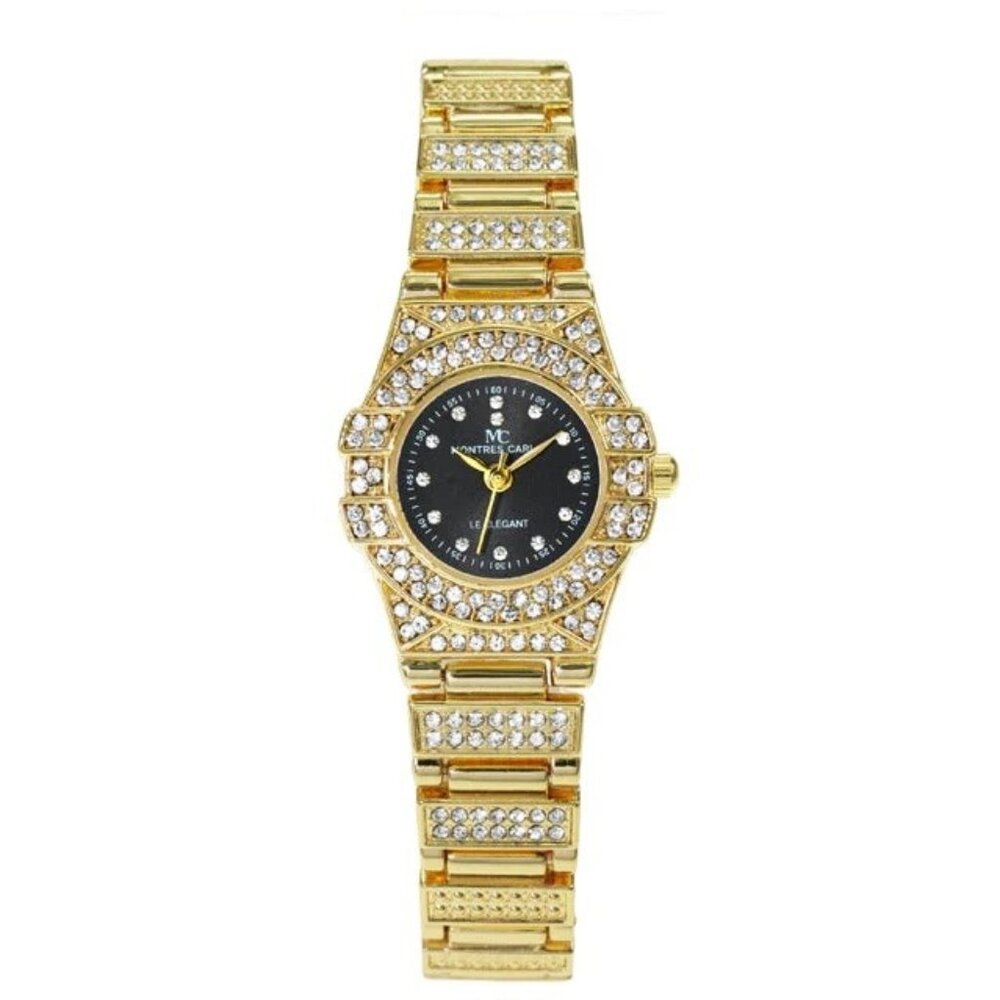 24mm Montres Carlo Women's Dress Fashion Metal Band Stones Luxury Bracelet Watch